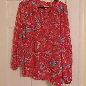 Like new: Lily Pulitzer pink and blue floral silk top